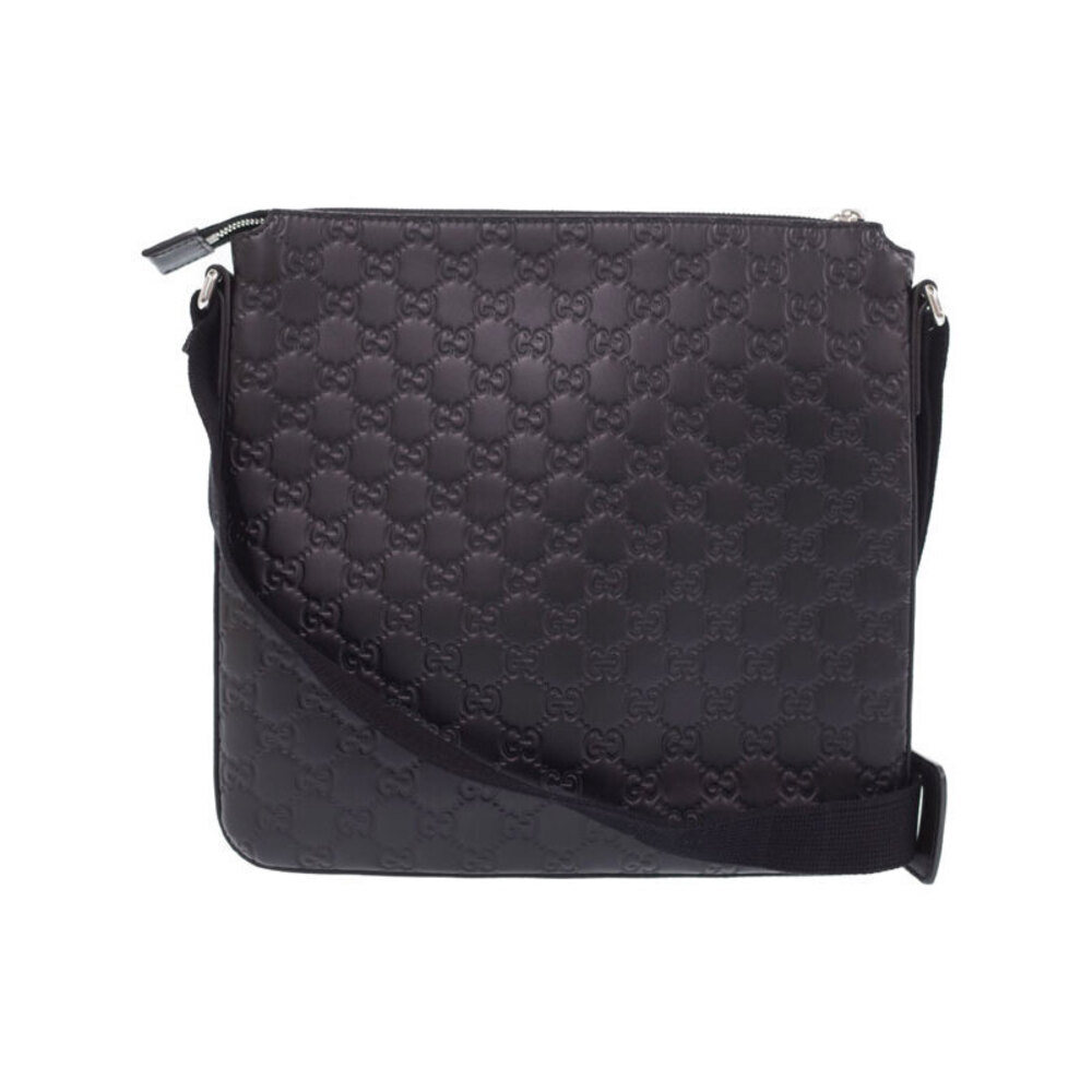 Gucci Messenger ssima Crossbody Leather Black Bag Signature